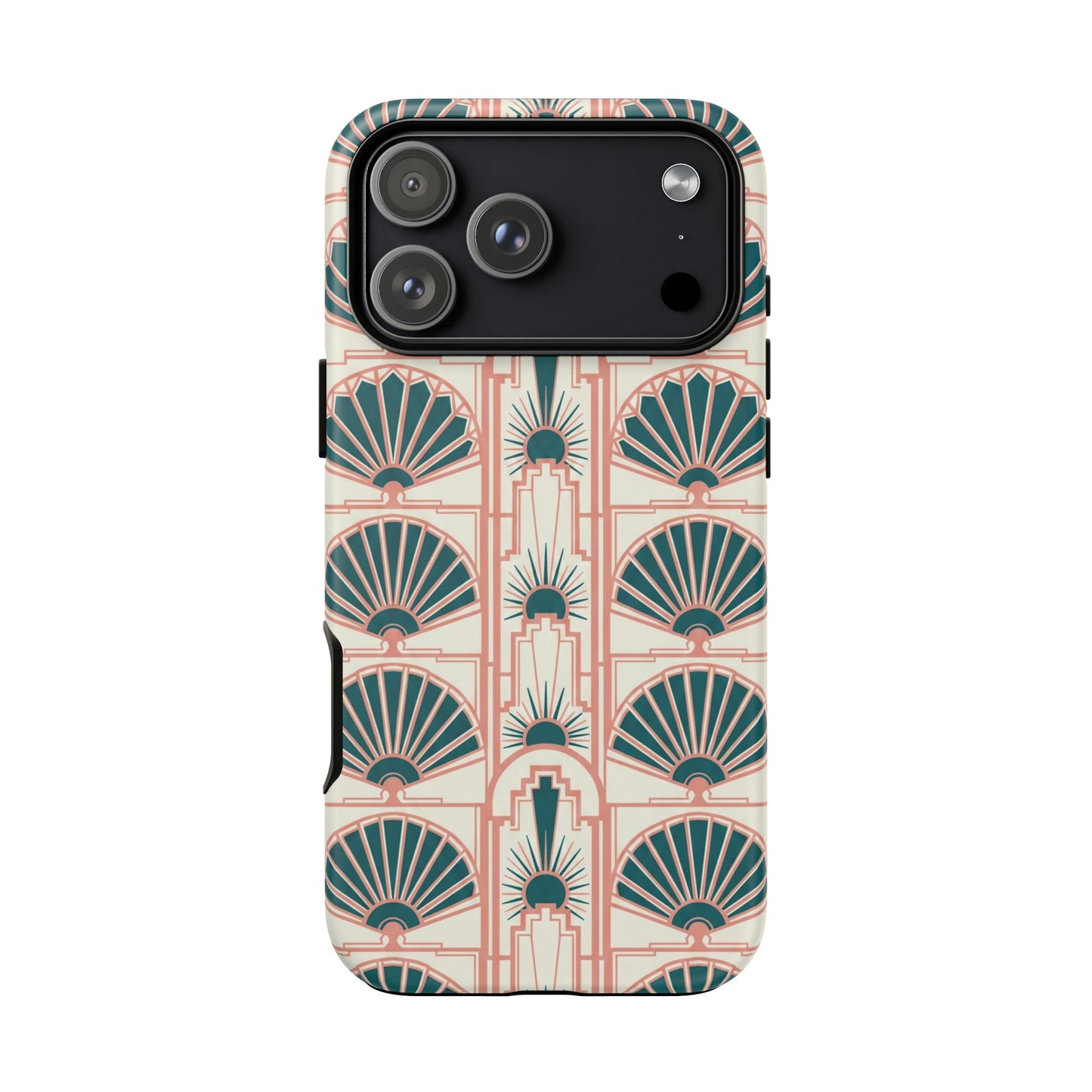 Art Deco Fan Pattern Tough Phone Case — Retro Geometric iPhone Cover