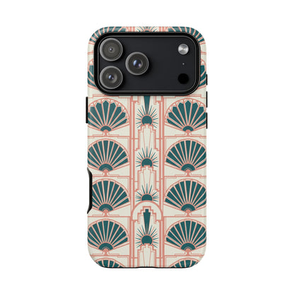 Art Deco Fan Pattern Tough Phone Case — Retro Geometric iPhone Cover