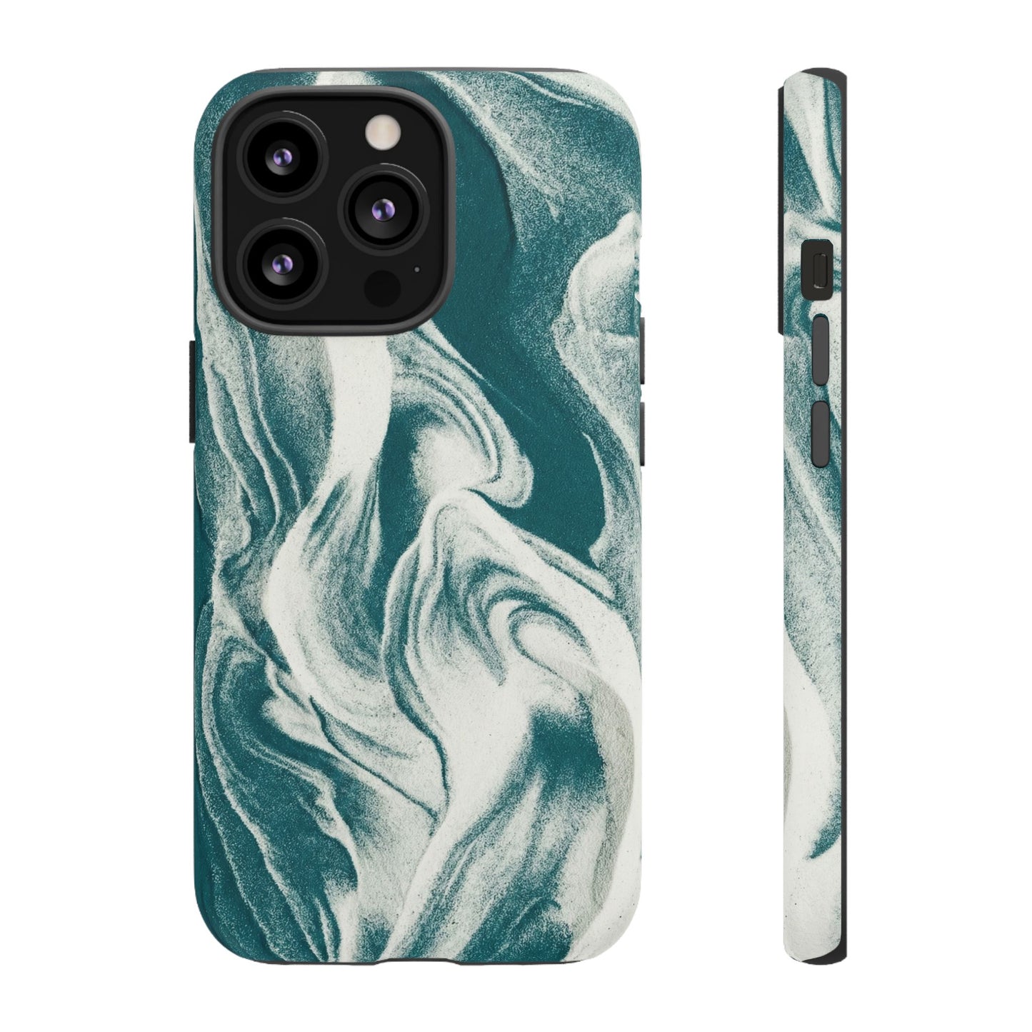 Marble Teal Tough Phone Case — Swirl Pattern Protective Cover