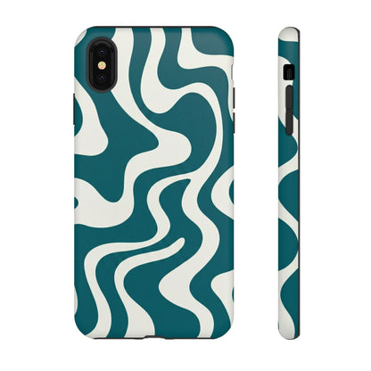 Teal Retro Swirl Tough Phone Case