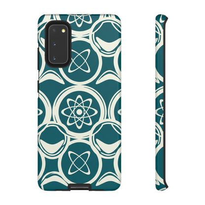 Atomic Geo Tough Phone Case — Teal Retro Science Pattern