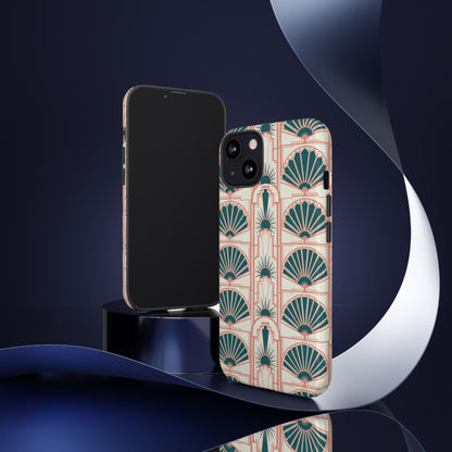 Art Deco Fan Pattern Tough Phone Case — Retro Geometric iPhone Cover