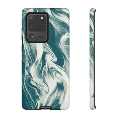 Teal Marble Tough Phone Case — Protective Artistic Swirl Design