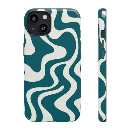 Teal Retro Swirl Tough Phone Case