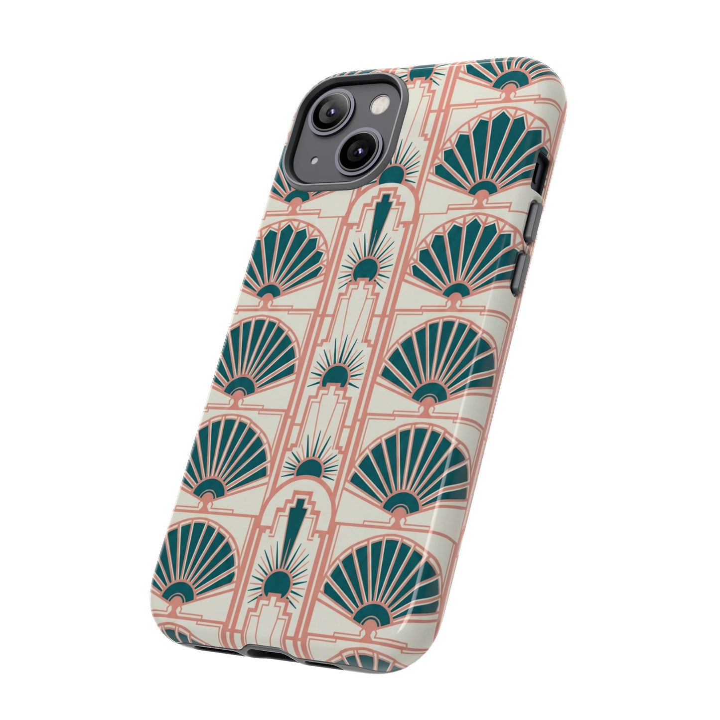 Art Deco Fan Pattern Tough Phone Case — Retro Geometric iPhone Cover