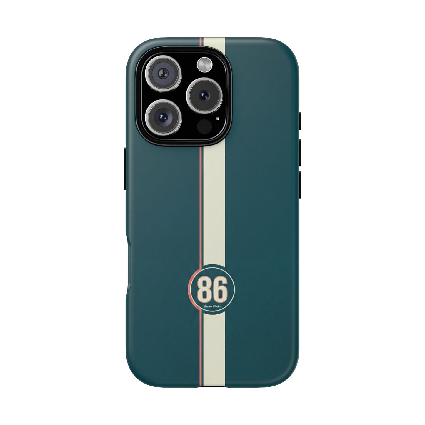 Racing Stripe Phone Case - Retro Teal with Number 86