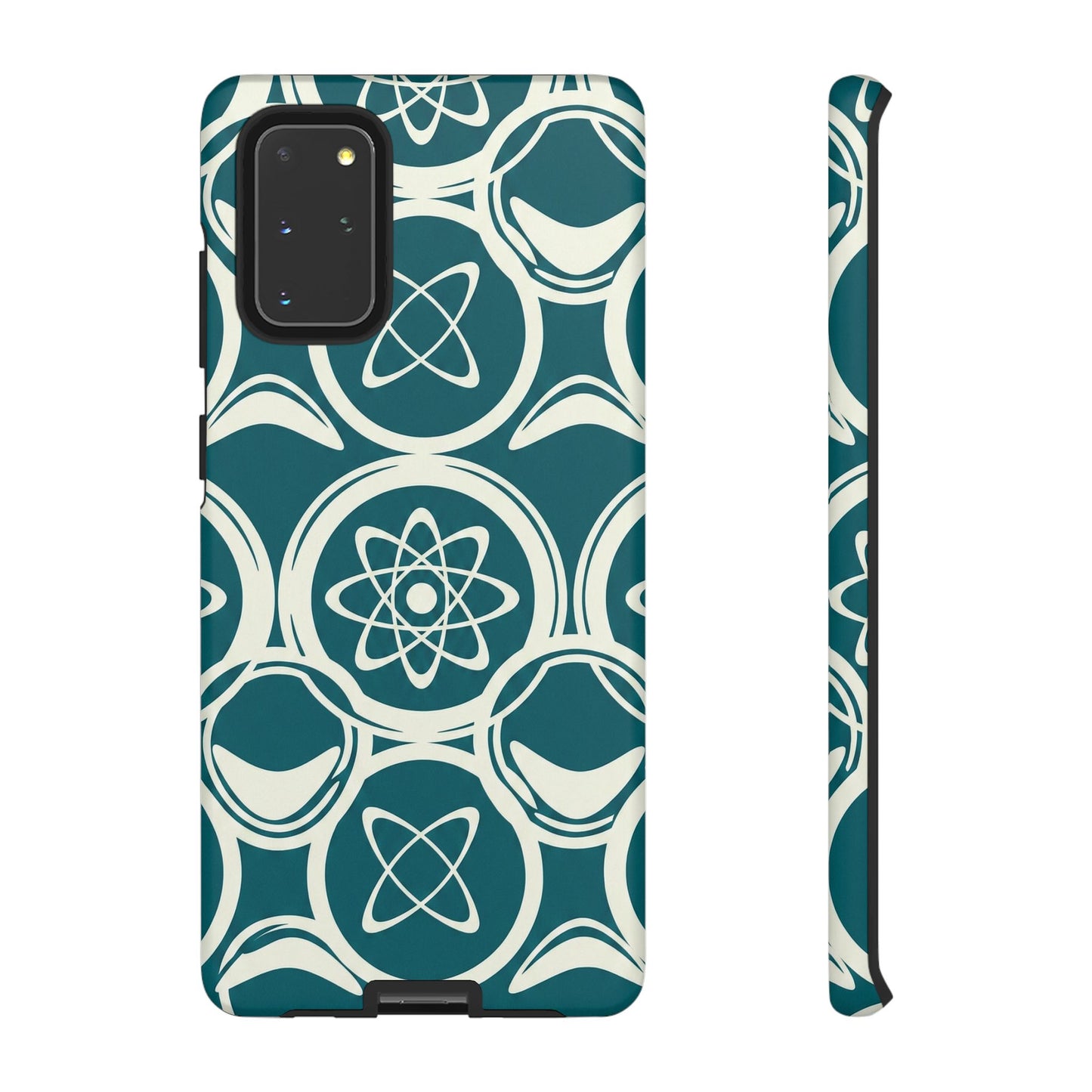 Atomic Geo Tough Phone Case — Teal Retro Science Pattern