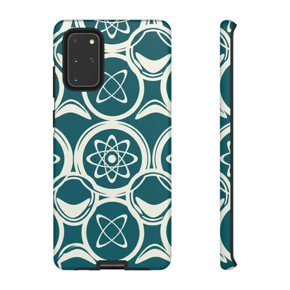 Atomic Geo Tough Phone Case — Teal Retro Science Pattern