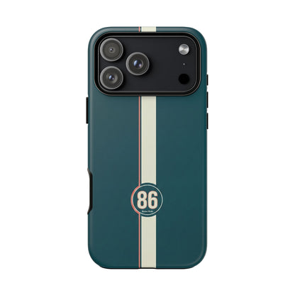 Racing Stripe Phone Case - Retro Teal with Number 86
