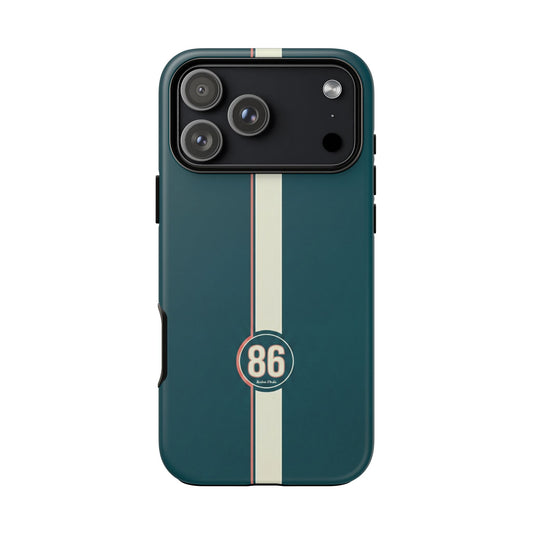 Racing Stripe Phone Case - Retro Teal with Number 86