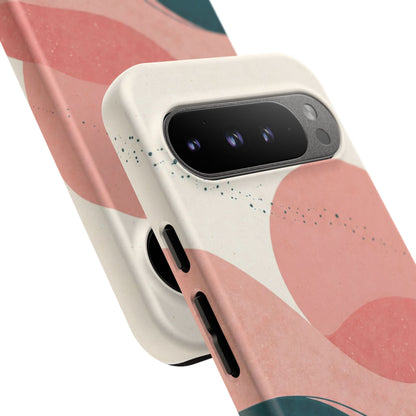 Abstract Sunset Phone Case — Pink & Teal Wave Tough Case