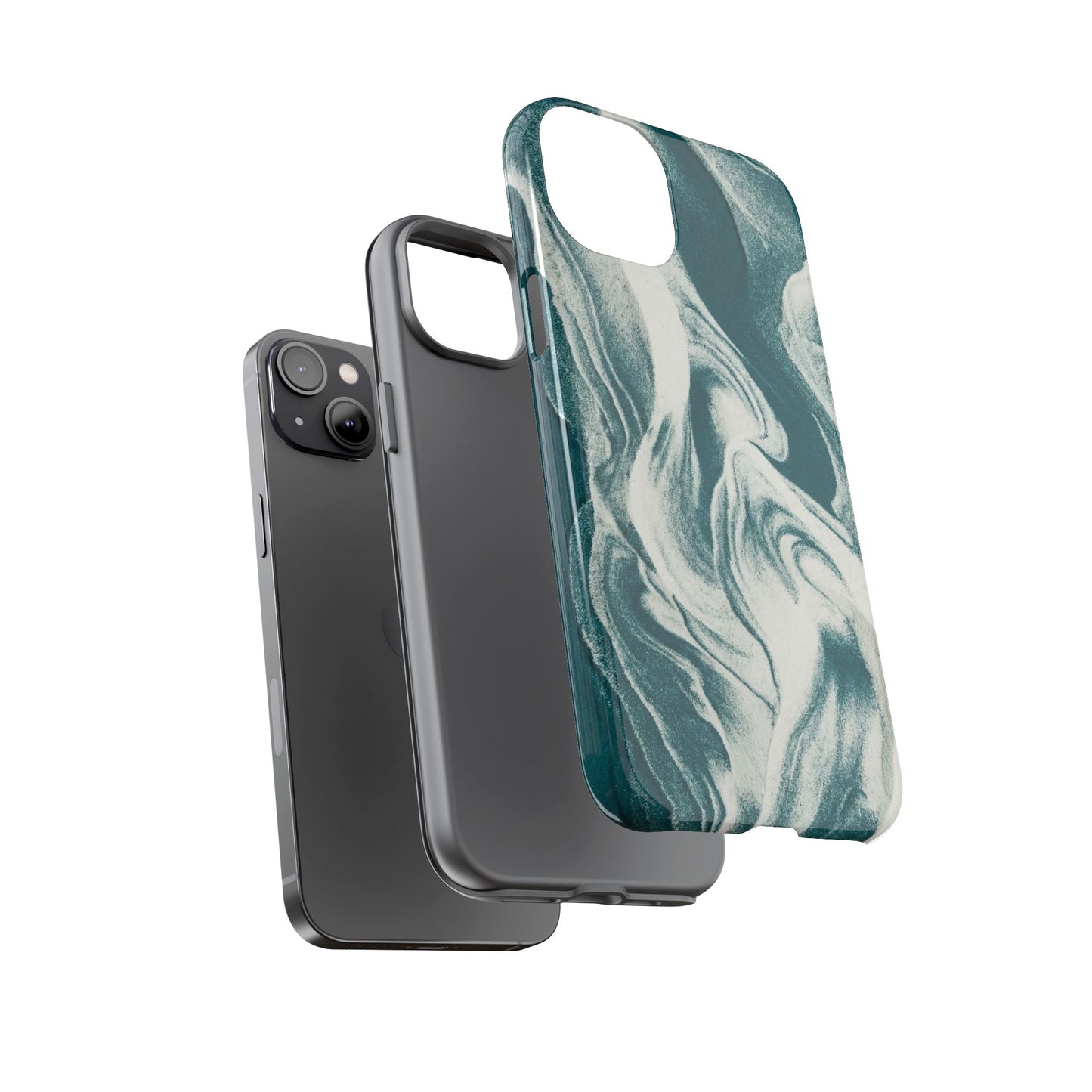 Marble Teal Tough Phone Case — Swirl Pattern Protective Cover