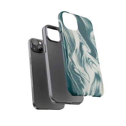 Marble Teal Tough Phone Case — Swirl Pattern Protective Cover