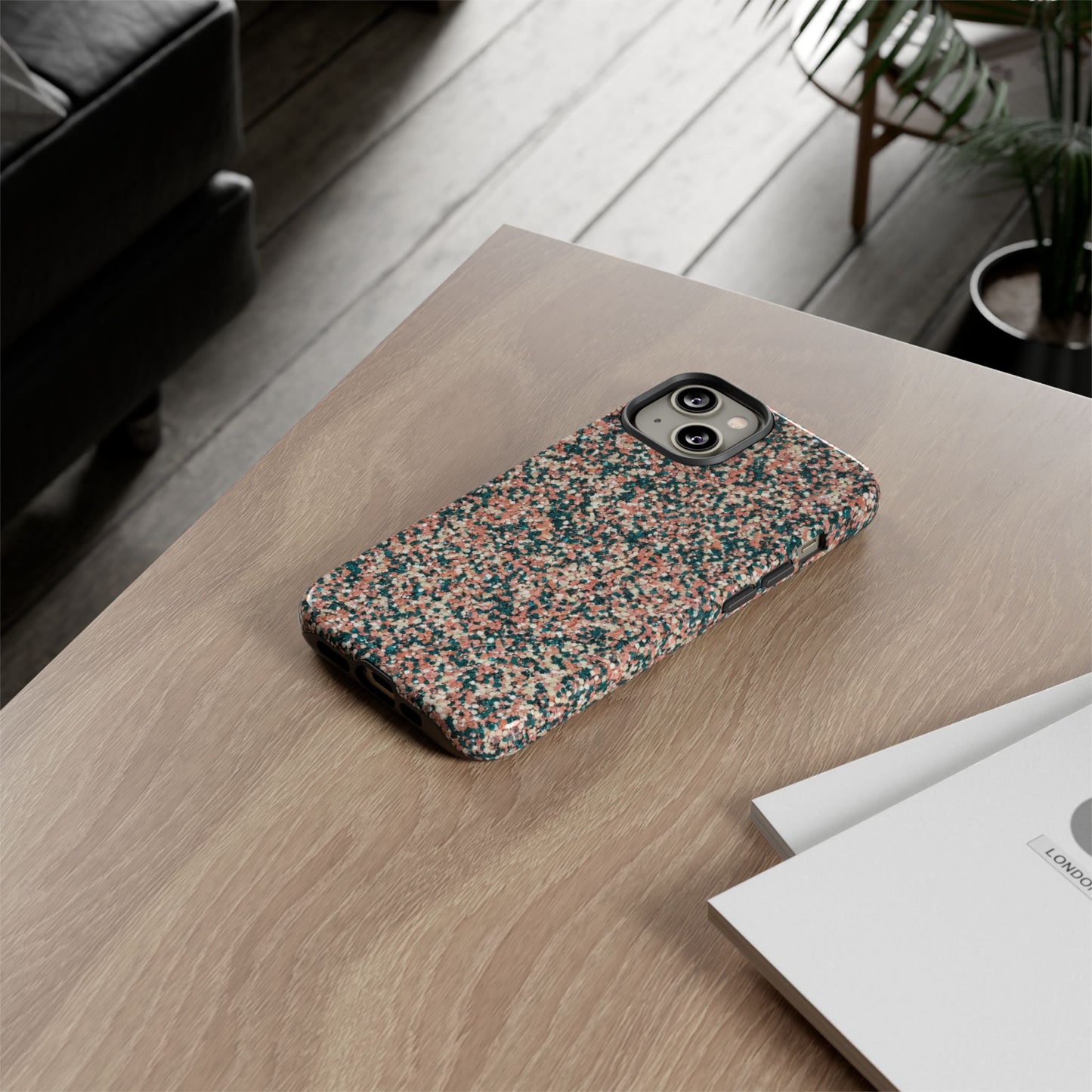 Glitter Speckle Tough Phone Case — Pink & Teal Protective Cover