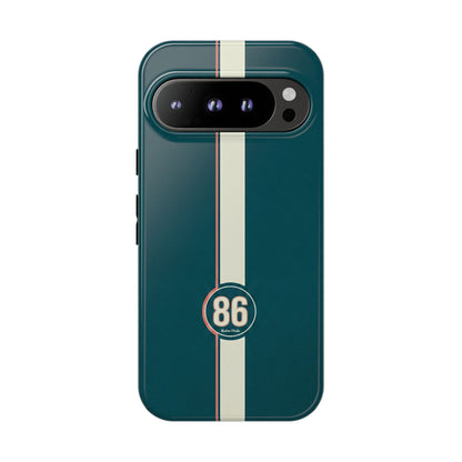 Racing Stripe Phone Case - Retro Teal with Number 86