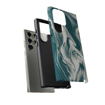 Teal Marble Tough Phone Case — Protective Artistic Swirl Design