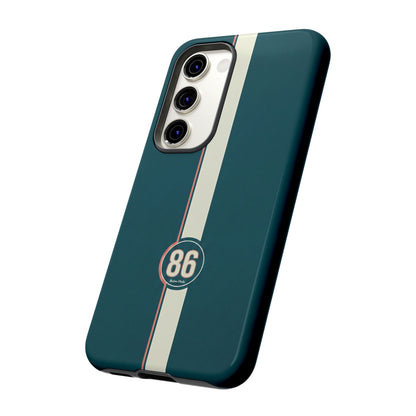 Racing Stripe Phone Case - Retro Teal with Number 86