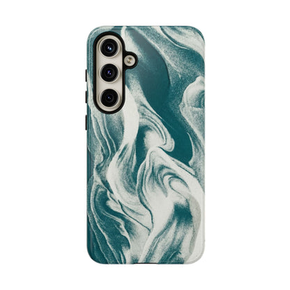 Teal Marble Tough Phone Case — Protective Artistic Swirl Design