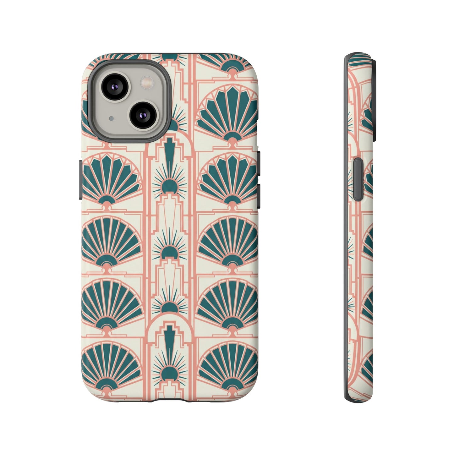 Art Deco Fan Pattern Tough Phone Case — Retro Geometric iPhone Cover