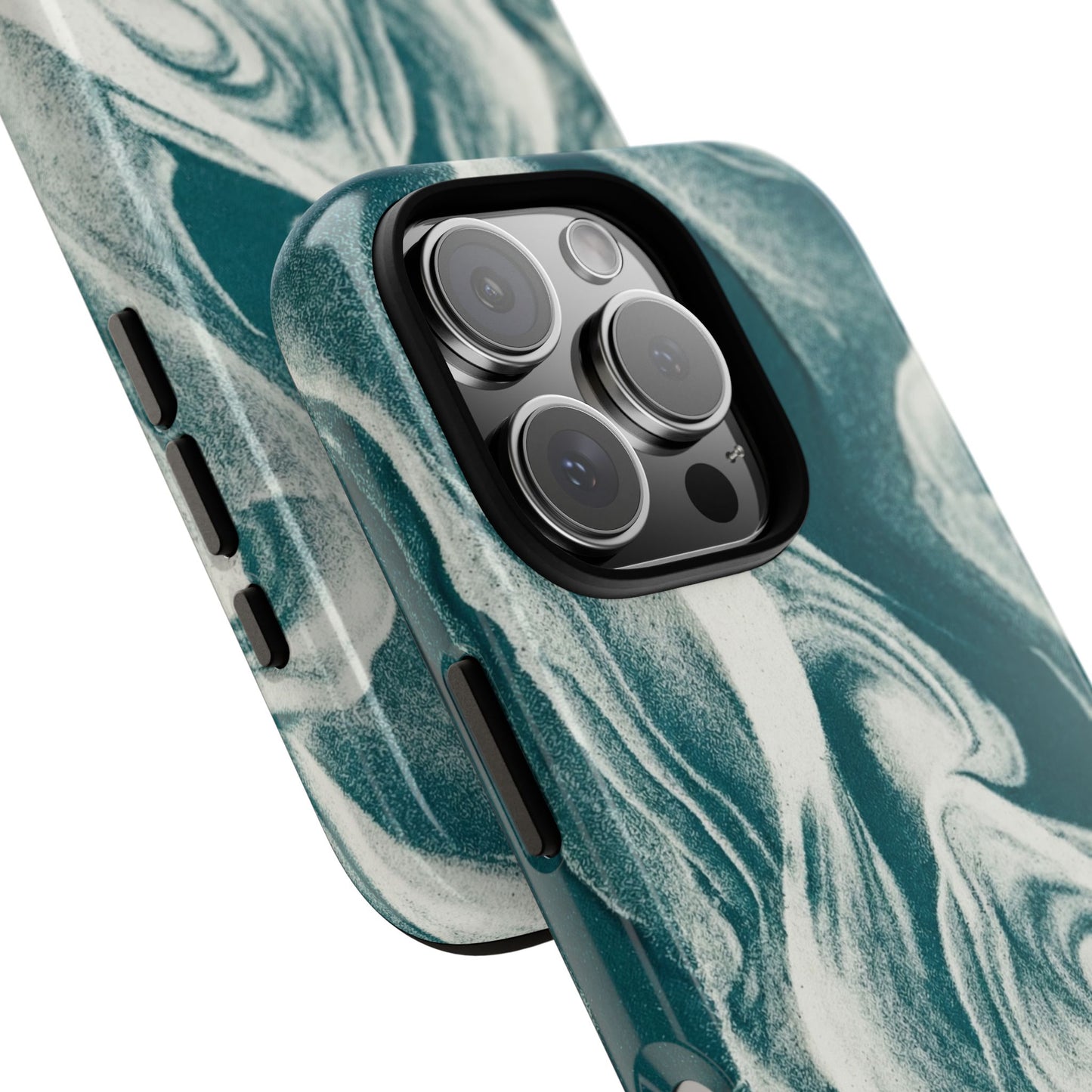Marble Teal Tough Phone Case — Swirl Pattern Protective Cover