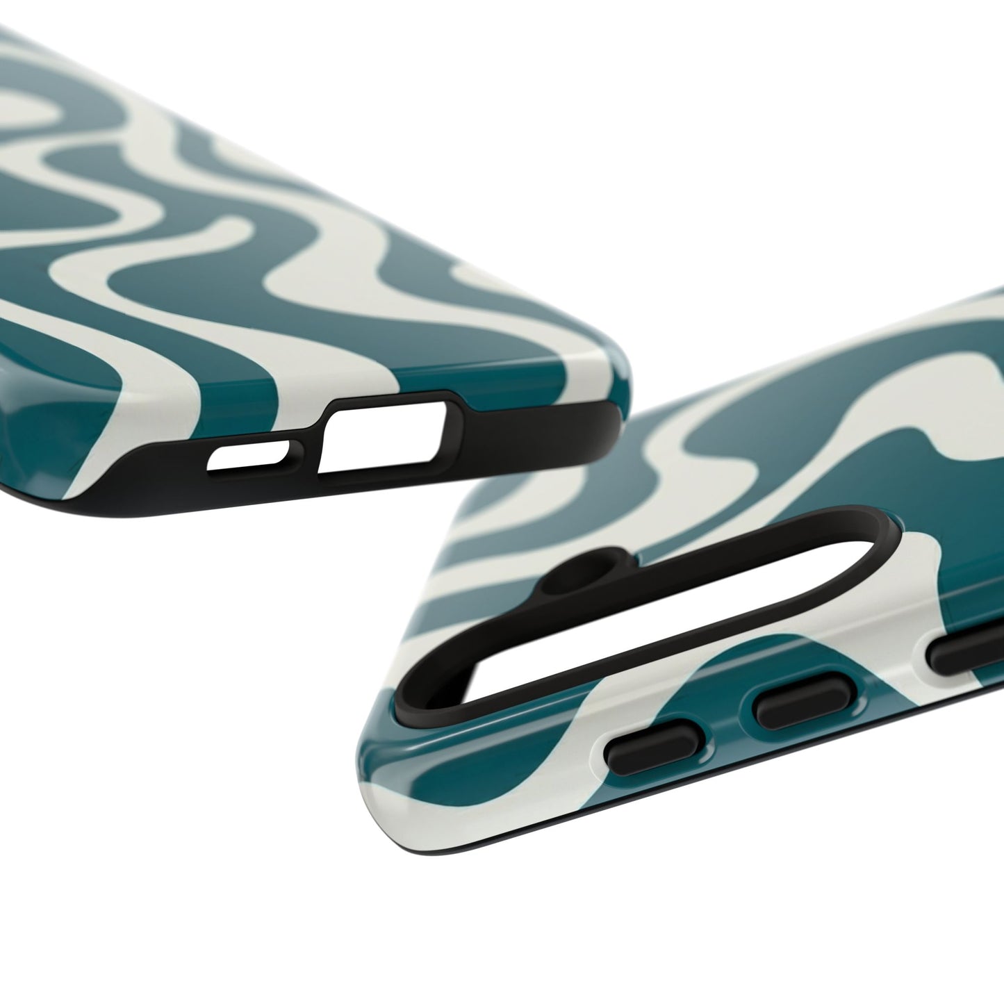 Abstract Teal Swirl Phone Case — Retro Wavy Tough Case