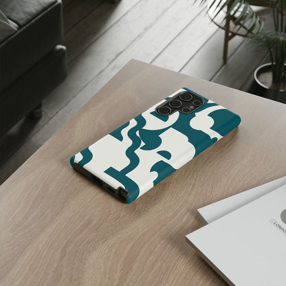 Abstract Teal Pattern Phone Case — Modern Geometric Tough Case
