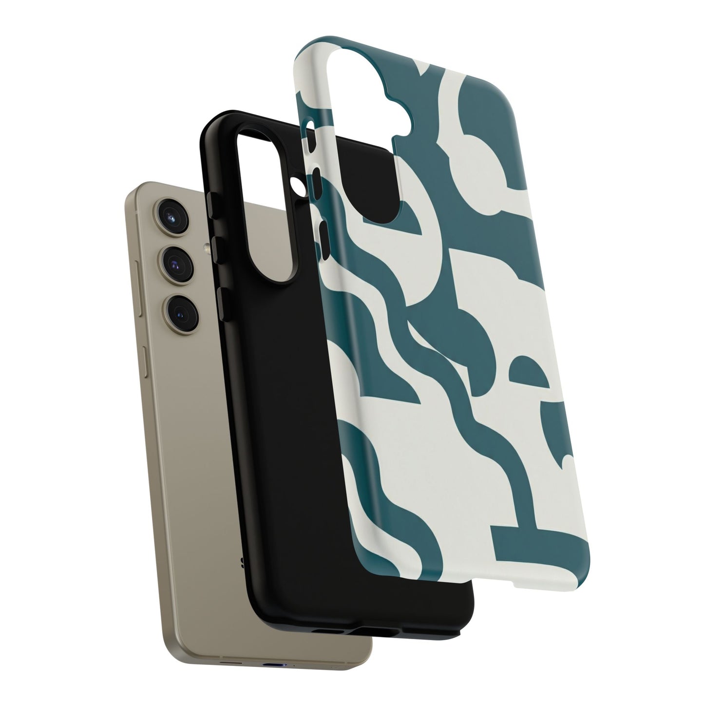 Abstract Teal Pattern Phone Case — Modern Geometric Tough Case