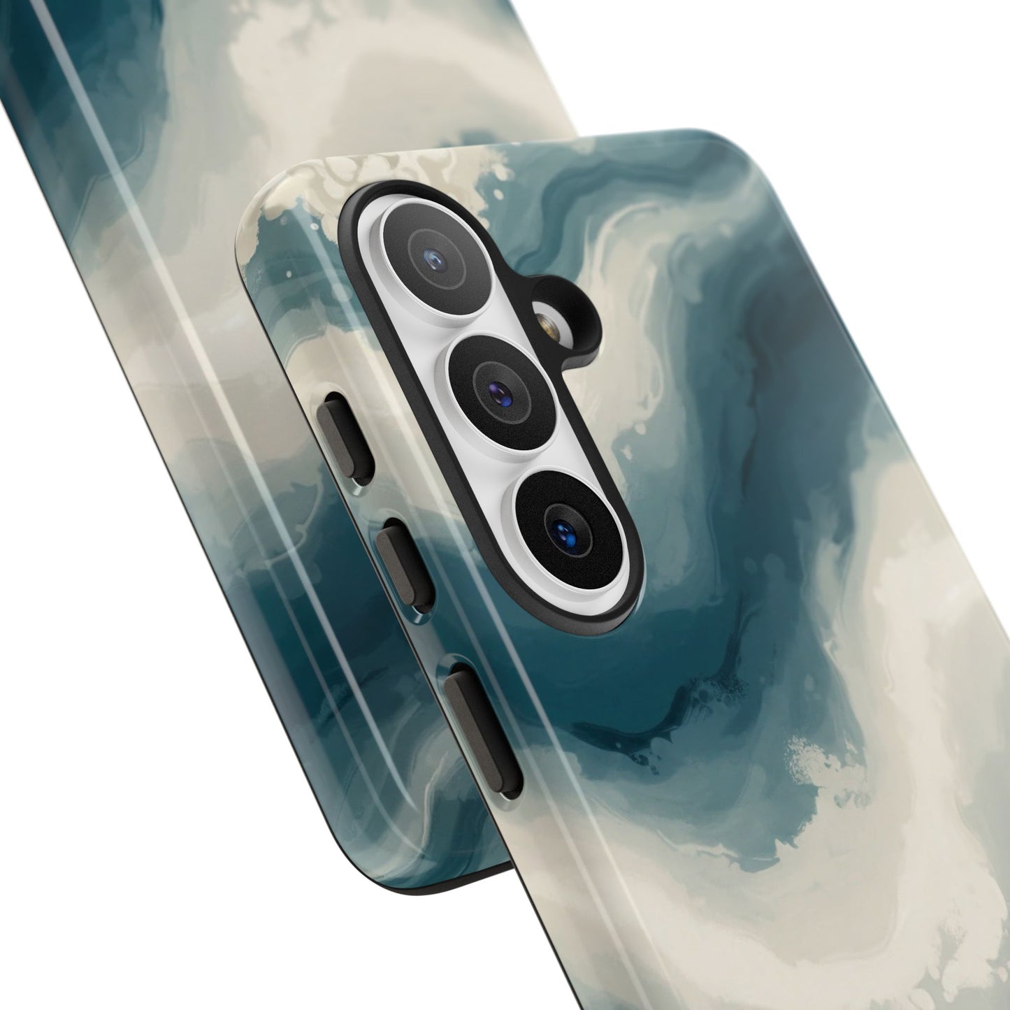 Ocean Wave Marble Phone Case — Teal & Ivory Abstract Tough Case
