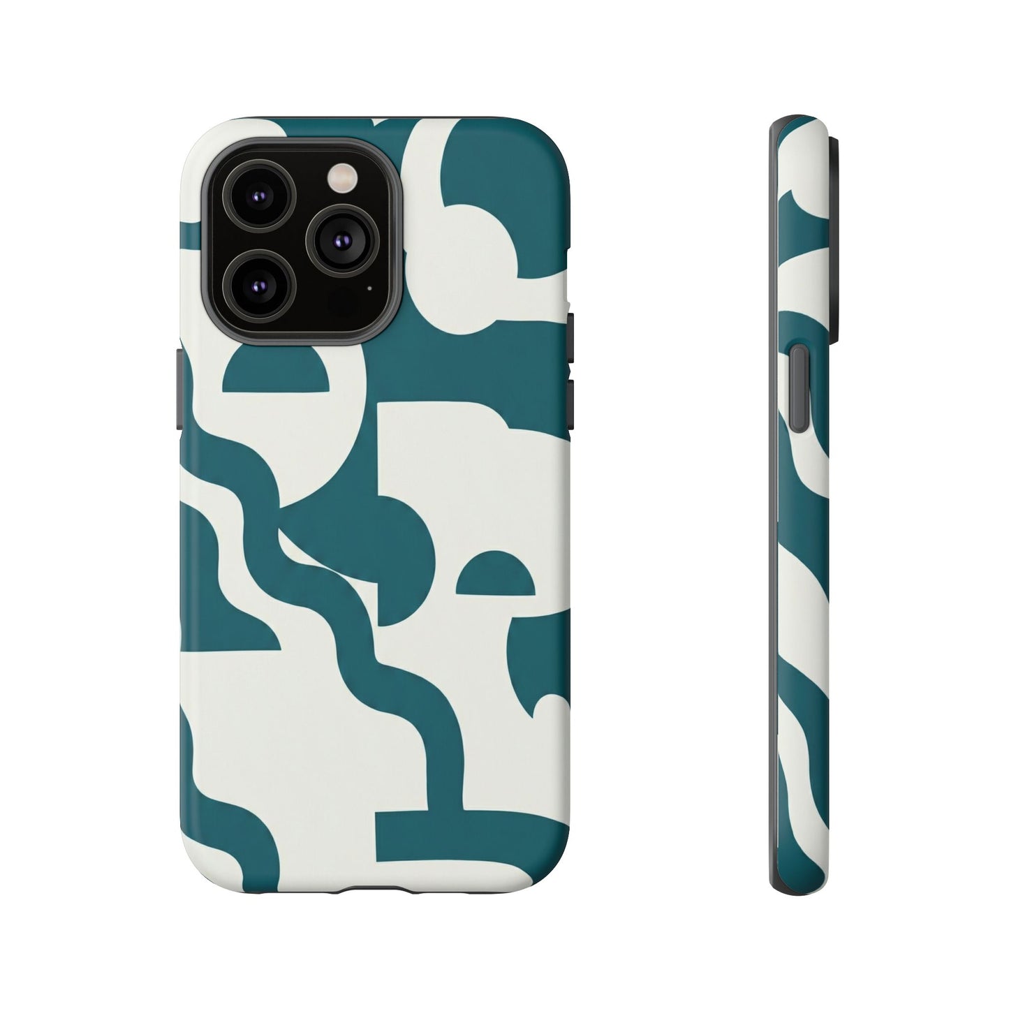 Abstract Teal Shapes Phone Case — Modern Geometric Tough Case