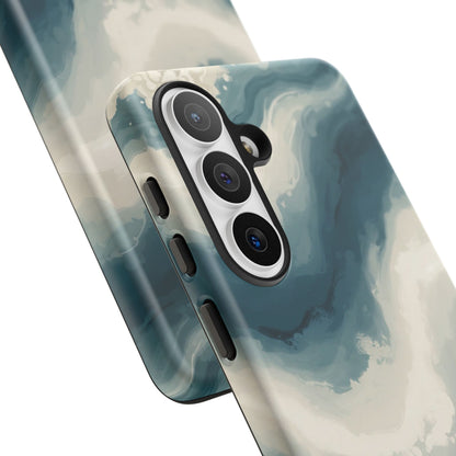 Ocean Wave Marble Phone Case — Teal & Ivory Abstract Tough Case
