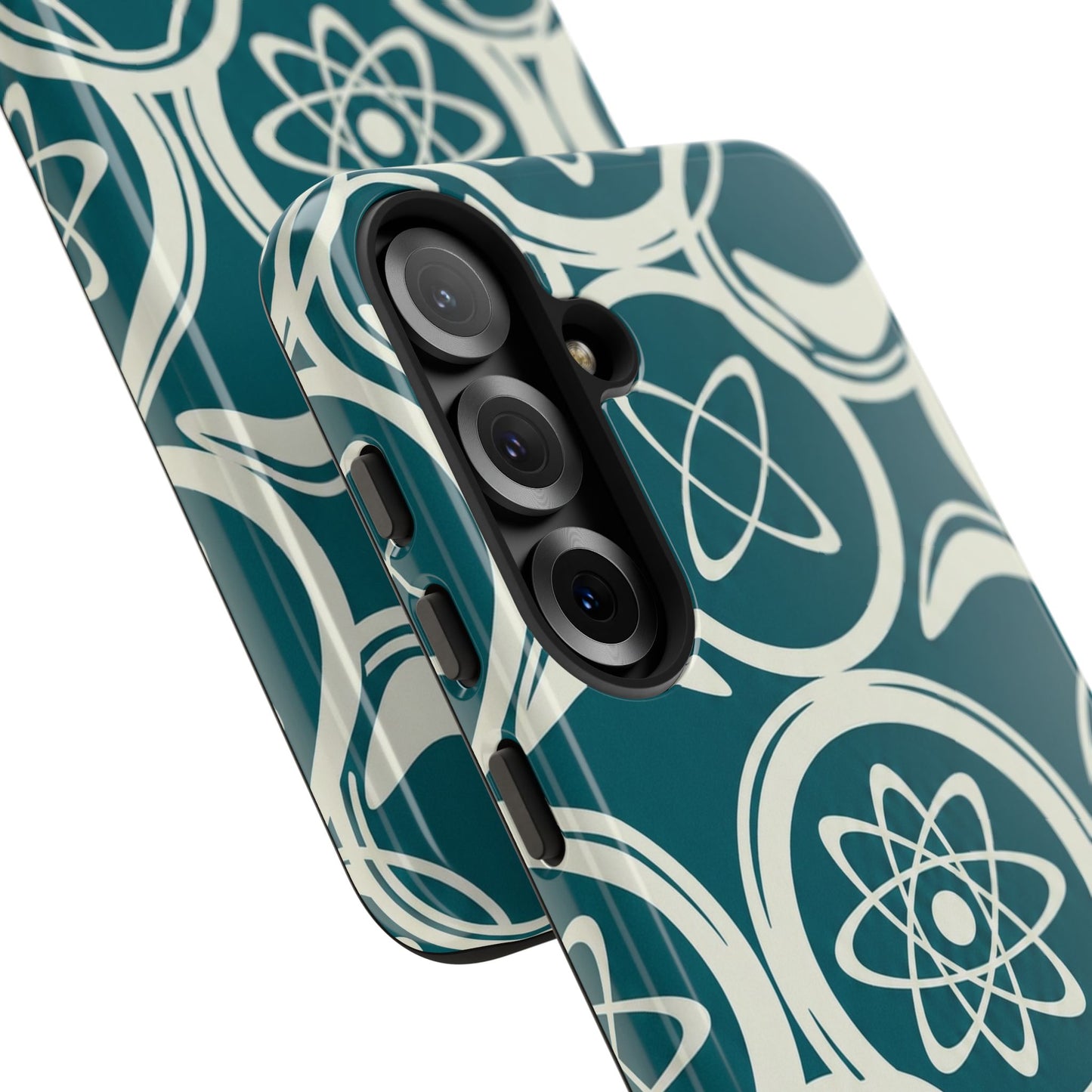 Atomic Geo Tough Phone Case — Teal Retro Science Pattern