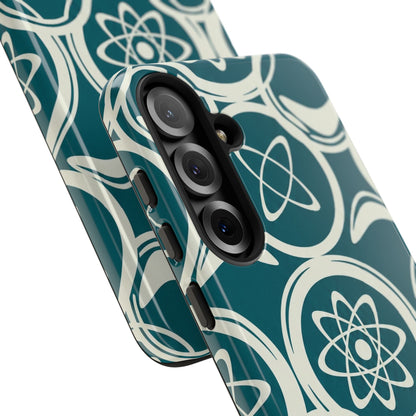 Atomic Geo Tough Phone Case — Teal Retro Science Pattern