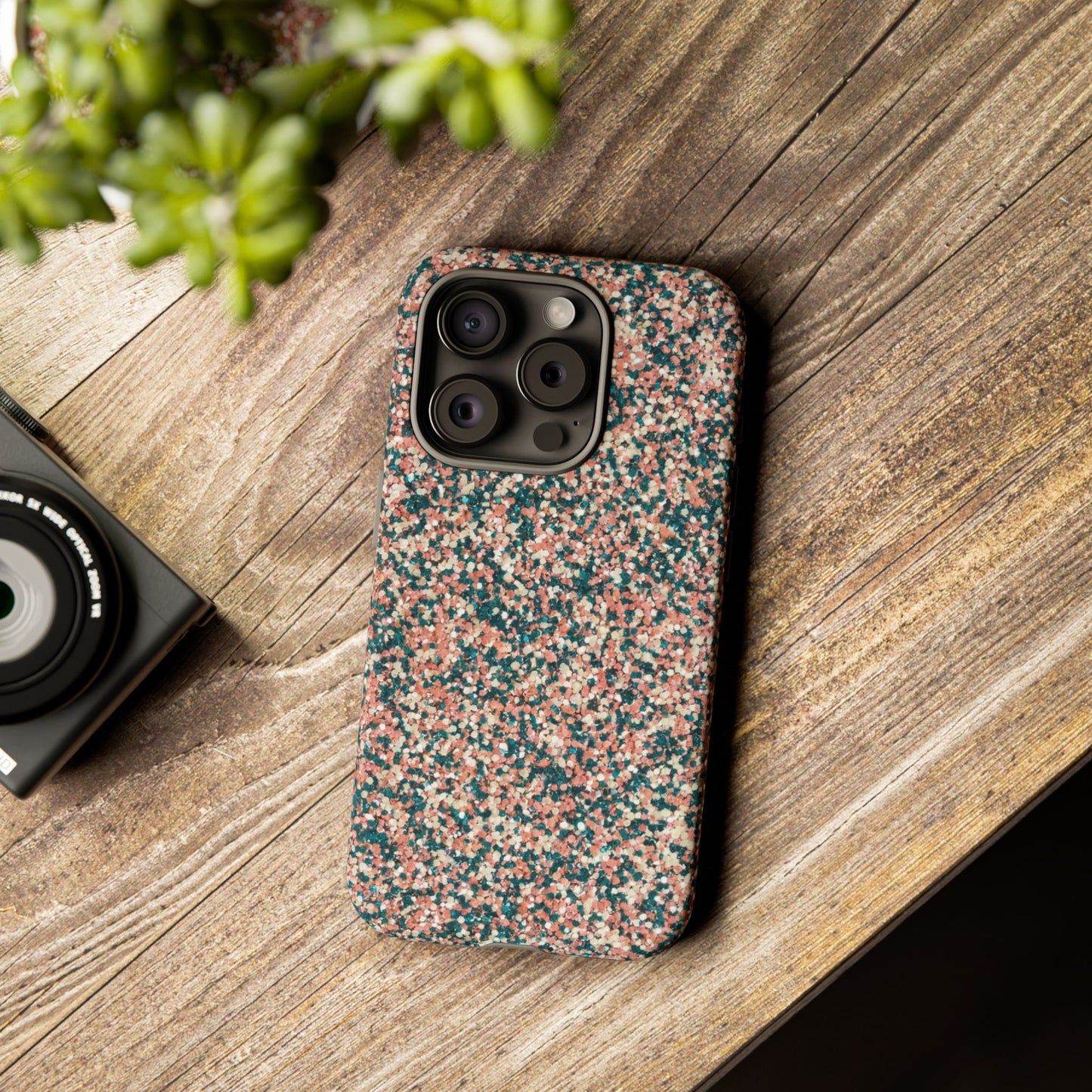 Glitter Speckle Tough Phone Case — Pink & Teal Protective Cover