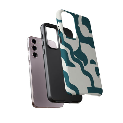 Abstract Teal Pattern Phone Case — Modern Geometric Tough Case