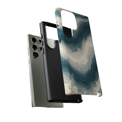 Ocean Wave Marble Phone Case — Teal & Ivory Abstract Tough Case