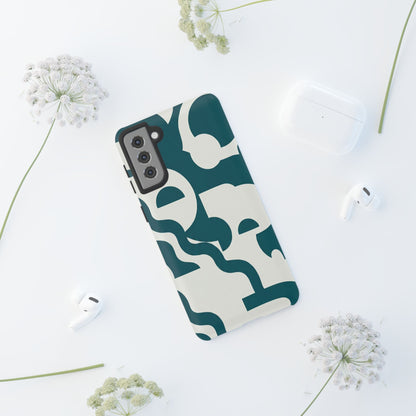 Abstract Teal Pattern Phone Case — Modern Geometric Tough Case