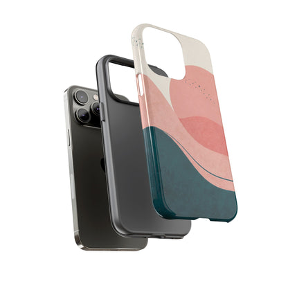 Abstract Sunset Phone Case — Pink & Teal Wave Tough Case
