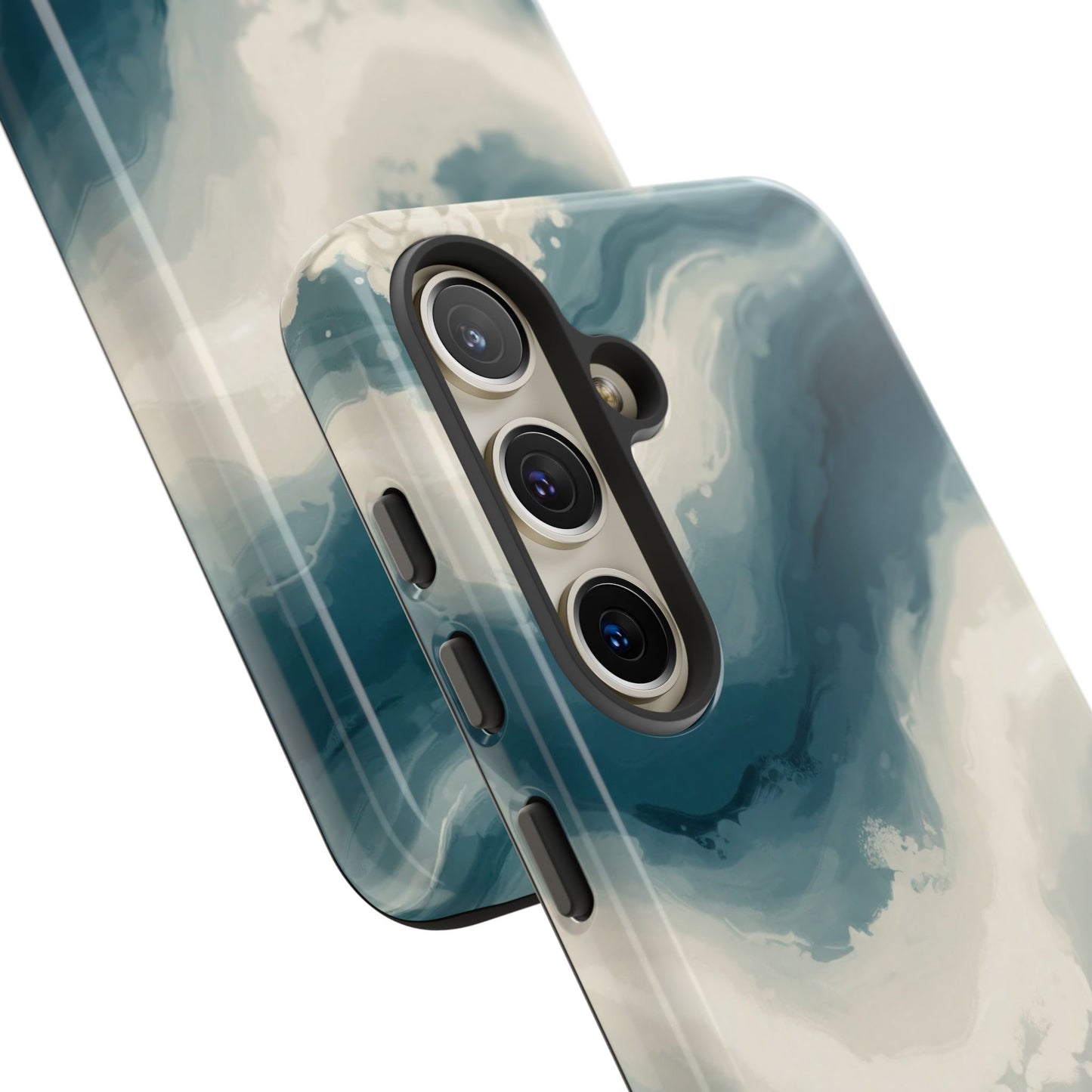 Ocean Wave Marble Phone Case — Teal & Ivory Abstract Tough Case