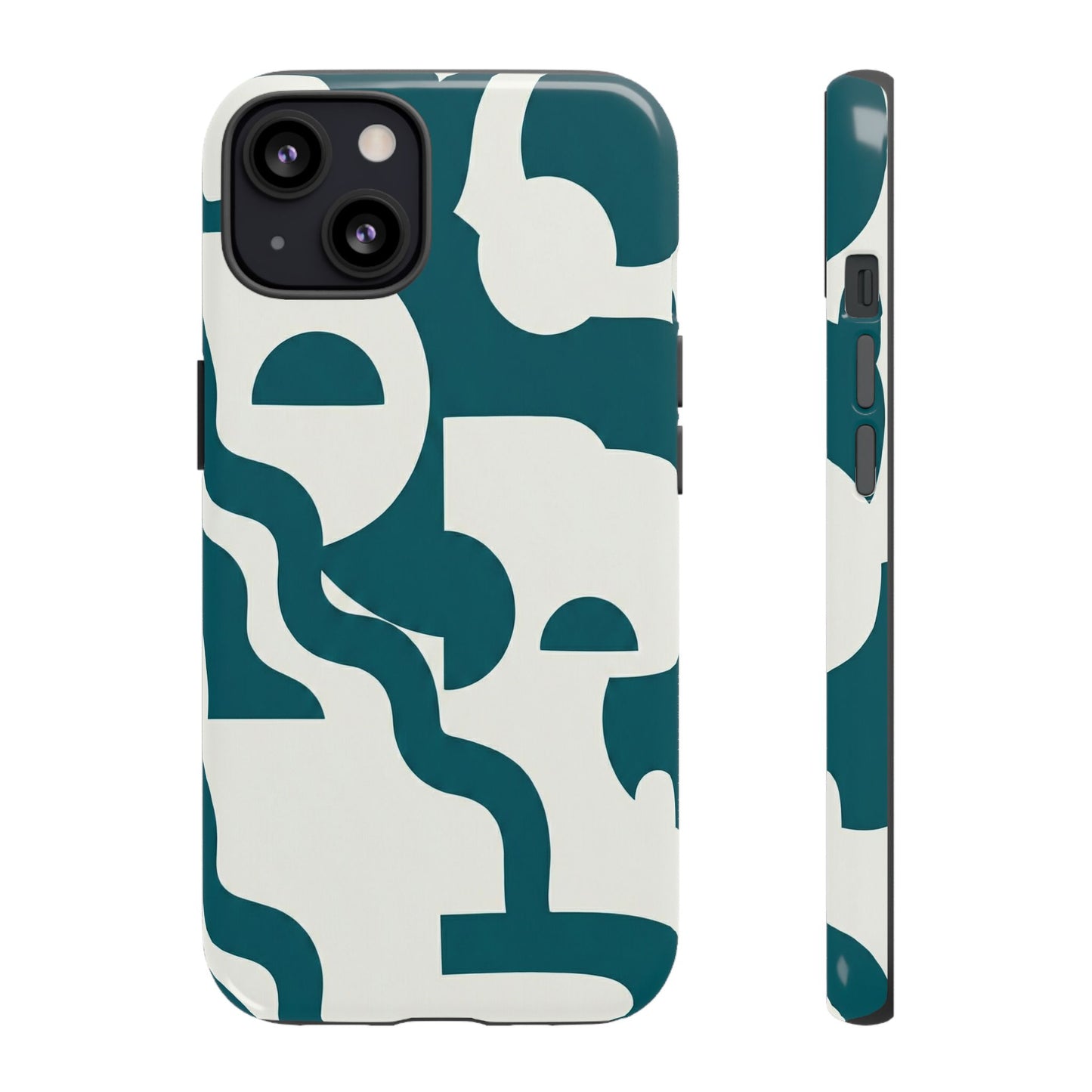 Abstract Teal Shapes Phone Case — Modern Geometric Tough Case