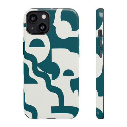 Abstract Teal Shapes Phone Case — Modern Geometric Tough Case