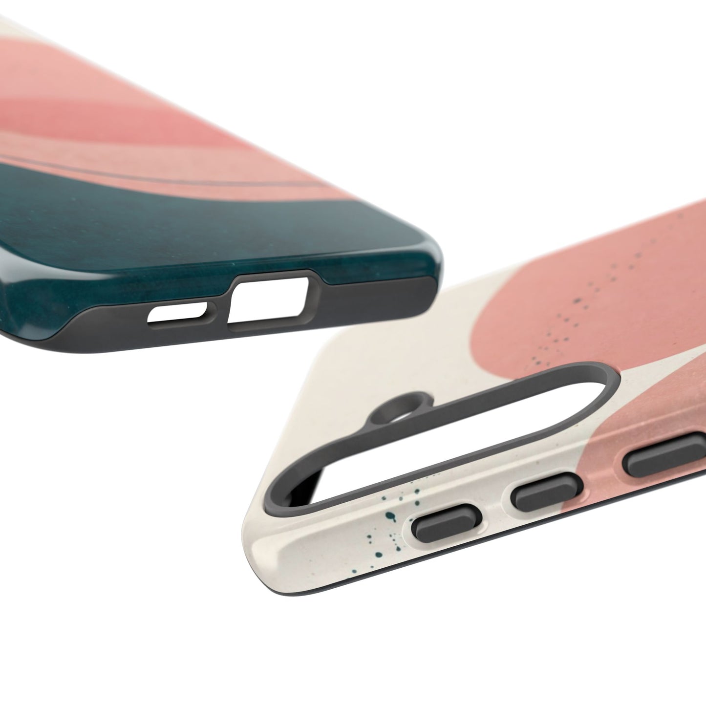 Abstract Sunset Waves Tough Phone Case — Pink & Teal Protective Cover