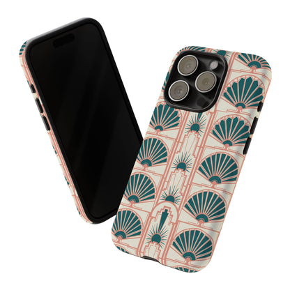 Art Deco Fan Pattern Tough Phone Case — Retro Geometric iPhone Cover