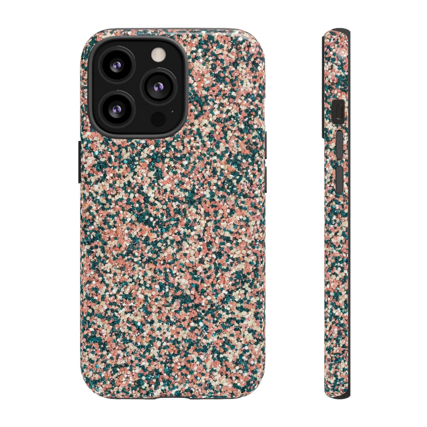 Glitter Speckle Tough Phone Case — Pink & Teal Protective Cover