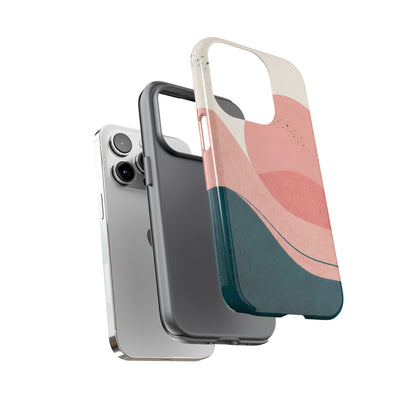 Abstract Sunset Phone Case — Pink & Teal Wave Tough Case