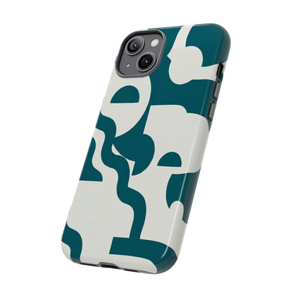 Abstract Teal Shapes Phone Case — Modern Geometric Tough Case