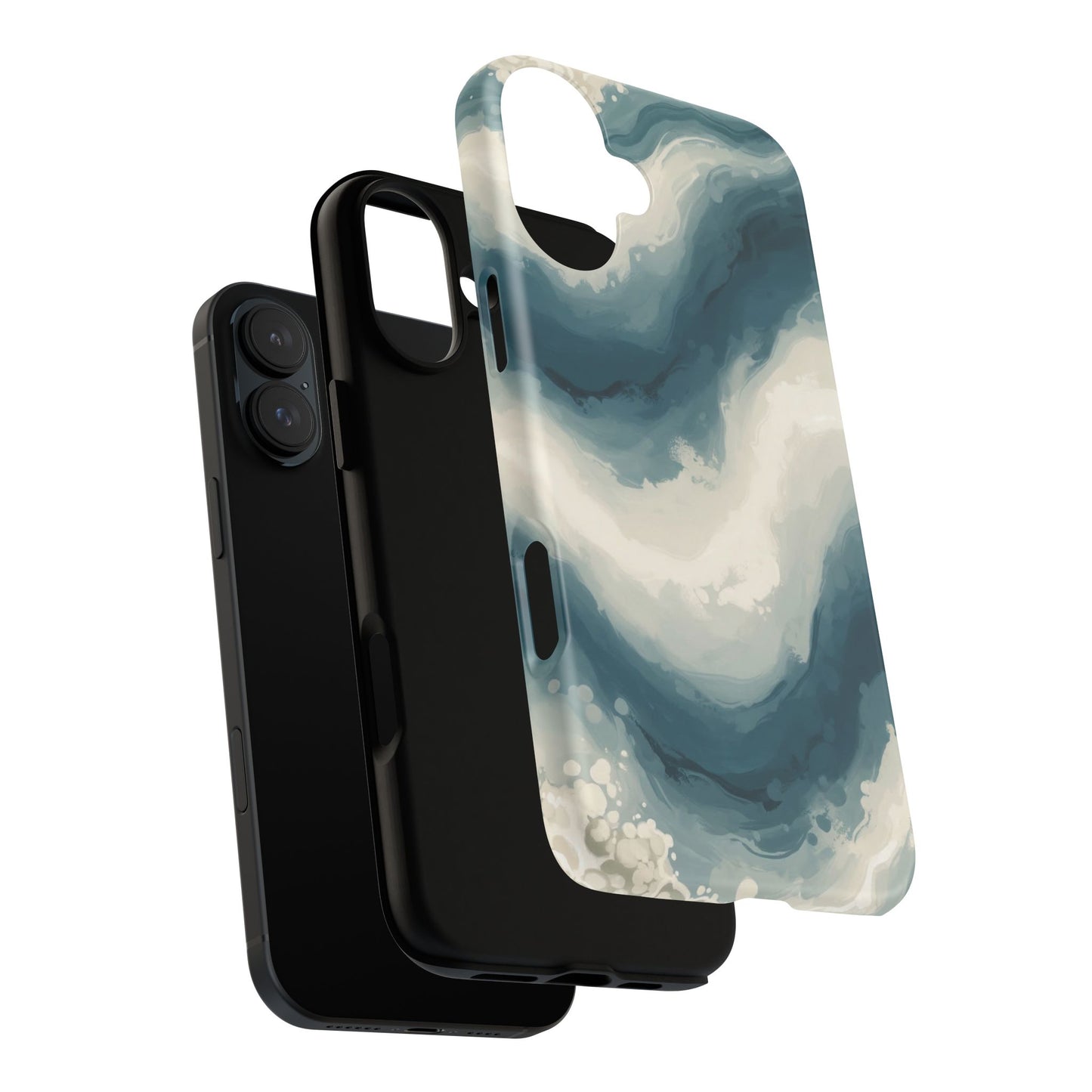 Ocean Wave Marble Phone Case — Teal & Ivory Abstract Tough Case