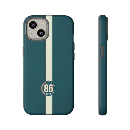 Racing Stripe Phone Case - Retro Teal with Number 86