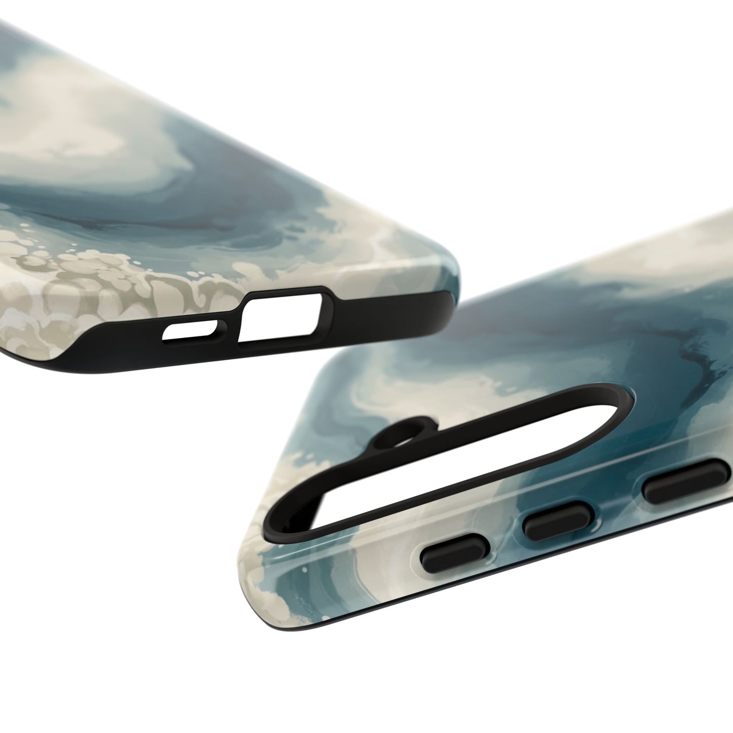 Ocean Wave Marble Phone Case — Teal & Ivory Abstract Tough Case