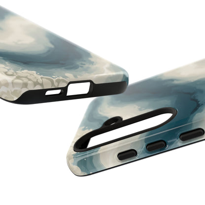 Ocean Wave Marble Phone Case — Teal & Ivory Abstract Tough Case