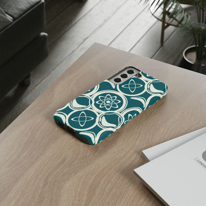Atomic Geo Tough Phone Case — Teal Retro Science Pattern